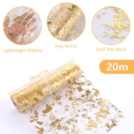 APACALI 1 Piece Table Runner Gold 20 m, Table Runner Christmas Gold, Wide Table Runner Shiny Table Runner Christmas Reusable for Table Wedding, Easter, Christmas or Festival