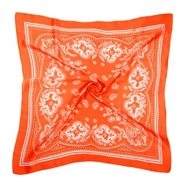 DOOBO Satin Head Scarf - 27.5 Inches Silk Bandana Hair Wrap Neck Scarf for Women & Girls (Orange)