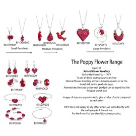 Natural Flower Jewellery Sterling Silver Small Heart Pendant Made with A Real Single Poppy …