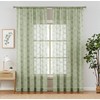 Sheer Curtains for Bedroom Rod Pocket Embroidered Leaf Window Curtains