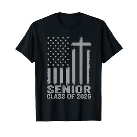 Senior Class of 2026 USA Flag Cross Christian Graduation T-Shirt