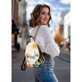 POPUCT Cute Small Cotton Hand Craft Backpack Purse Mini Multi Pocket Casual Daypack for Women (beige rabbit)
