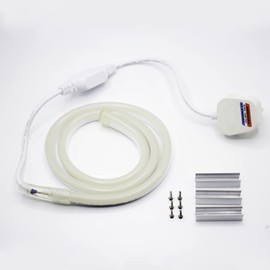 I Lumos Plug & Play Warm White Neon LED Strip Light 240V AC with UK Plug Bundle 9W/m LEDs Waterproof Flexible for Indoor & Outdoor Decor [Installation Kit Included] (4 Metre)