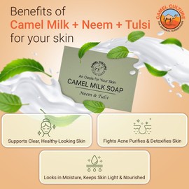 CAMEL CULTURE Tulsi and Neem Soap Bar (3 Pack) - Handcrafted, Soothing Camel Milk Soap - Nourishing, Nutrient and Vitamin Rich Men's Body Wash - Women's Scented Soaps for All Skin Types
