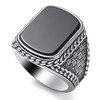 WESTMIAJW Black Onyx Ring Men,Stainless Steel Gemstone Signet Ring Jewellery