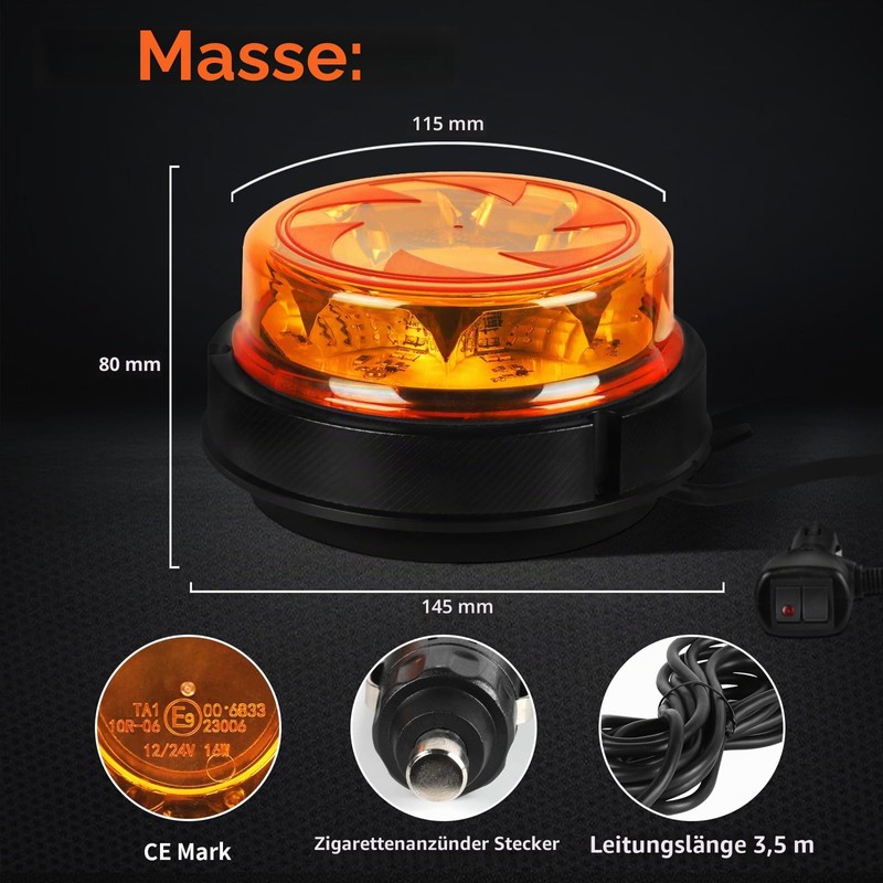 Yuanjoy LED Beacon, IP67 Yellow Warning Light, Flashing Safety with