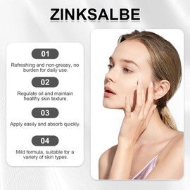 Zinc Ointment Face, Zinc Ointment Against Pimples, 50 g Anti Pimple Cream Also Suitable for Acne on the Butt and Back, Zinc Ointment Against Blackheads and Blemished Skin, Zinc Ointment Face Pull