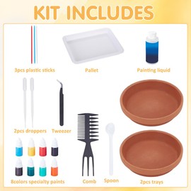 WEBEEDY DIY Water Marbling Set for Adults 2 Sets DIY Tray Marbling Colour Art Set with Instructions for Beginners Creative Arts and Crafts Marbling Colour Kits