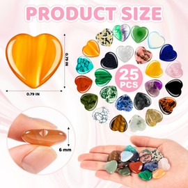 25 Pcs Heart Shape Crystals Healing Stones, Mini 0.8 Inch 20mm Natural Worry Bulks Love Crystals Set, Mix-Color Palm Pocket Heart Gemstone for Reiki Energy Balancing DIY Meditation Home Decor Gifts