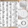 RiePoiia Grey Shower Curtain for Bathroom, Waterproof Fabric Floral Print