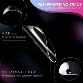krofaue Almond Nails Tips - 240Pcs Clear Fake Tips 12 Sizes Soft Gel False Nails Full Cover Press on Nails Almond for Manicure Salon and Easy DIY Nail Extensions for Women