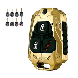 No Cutting Required - Upgraded Heavy Key Fob Cover Case for Lexus RX350 RX330 RX300 RX400h RX450h ES300 ES330 GS300 GS400 GS430 GX470 IS300 IS330 LS400 LS430 LX470 SC430 Key Fob Shell (Gold)