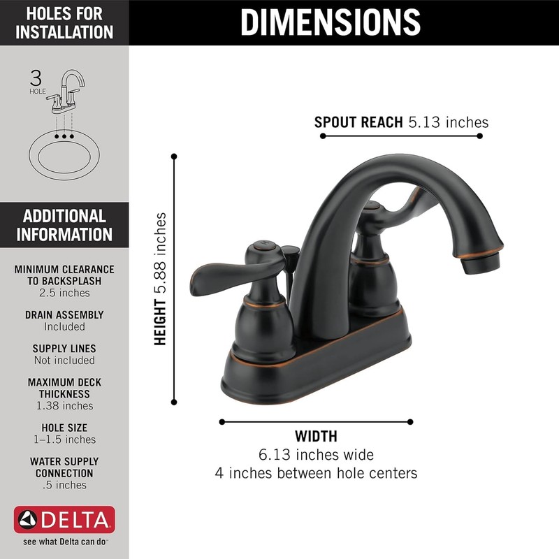 Delta Faucet 25996LF-OB-ECO Lavatory Faucet 2H Orb with Popup