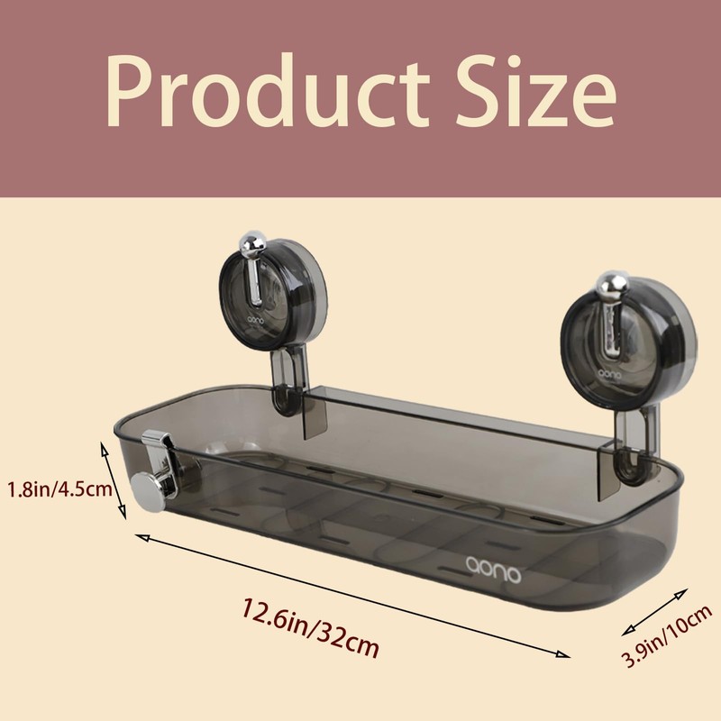 YRYUNRUI Shower Caddy Suction, No-Drill Shower Shelf, Waterproof Transparent Shower