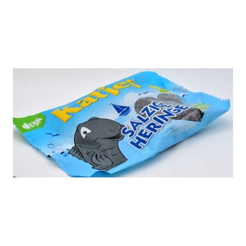Katjes Salty Herring Gummies, Vegan Gelatin-Free Candy, 175g