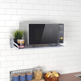 MaxxCloud Electric Oven Holders, Microwave Oven Rack Kitchen Shelf, Black Storage Racks Wall Shelf, Kitchen Organizer Aeronautical Aluminum, Weight Bearing 80 lb (19.6'' x 15.5'', Silver)