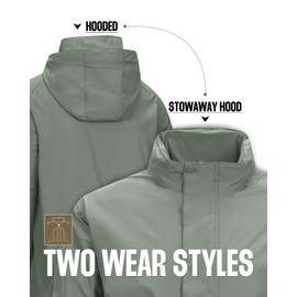 33,000ft Men's Packable Rain Jacket Waterproof Lightweight Raincoat Rain Shell with Hood for Outdoor Hiking Golf Travel