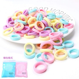 shefun JP136 (A2-color-big-100) Children's Hair Elastics, Baby Hair Ties, Small, Kids, Hair Accessories, Girls, Black, Colorful, 100-piece Set, Combo Set