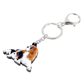 WEVENI Acrylic Cavalier King Charles Spaniel Keychain Gifts Cute Pet Dog Key Ring Ornament for Women Girls Bag Wallet Charms (Couple A)