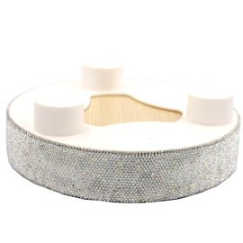 Bestbling Bling Rhinestone Round Decorative Ottoman Coffee Table Perfume Living Room Kitchen Serving Tray - Stylish, Sturdy and Jewelry Tray Storage for Home Decor (Silver)