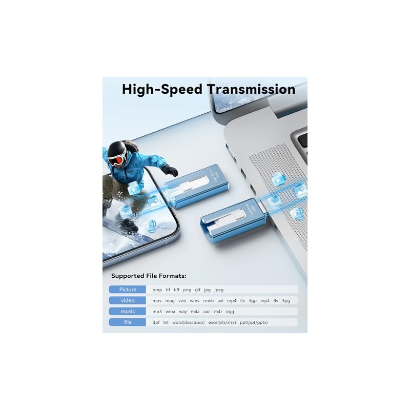 USB Adapter Memory Card Reader, Multi-Port Adapter with USB-C Support