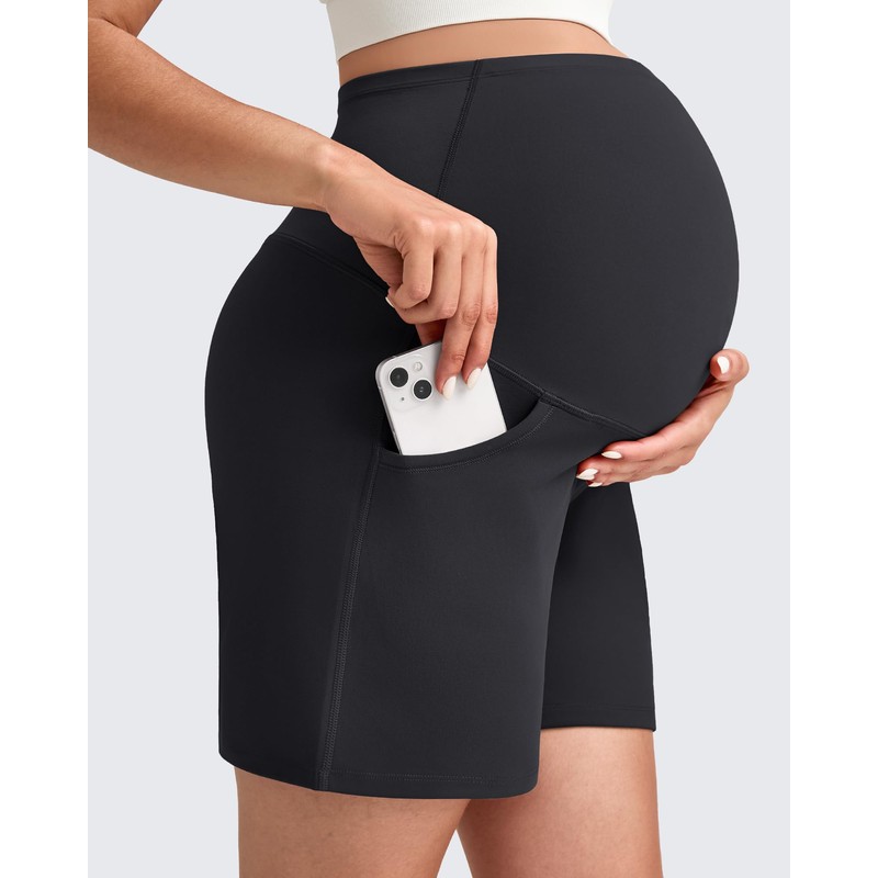 G4Free Maternity Yoga Shorts with Pockets Athletic Stretchy Pregnancy Clothes