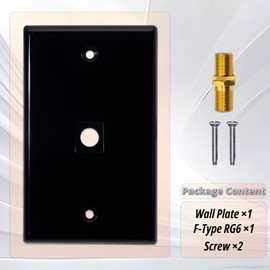 HXH 1-Port Single-Gang Coax Wall Plate, F-Type Connector, Black, 1-Pack