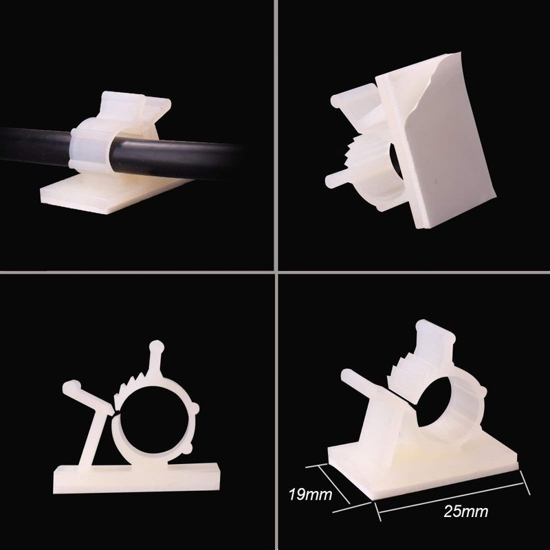 Viaky 30 Pieces White Adjustable Cable Clips Self-Adhesive Desk Organizer