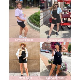 Peauty Maternity Romper for Women Shapewear Plus Size Pregnancy Jumpsuit Yoga Lounge Casual Baby Shower (Black XXL)