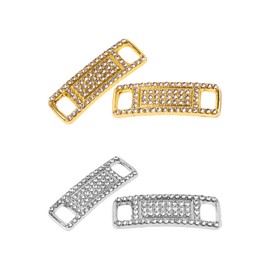 JTMKYO 4PCS Metal Lace Buckles, Full Diamond Lace Tags, Lace Decorations, Sneakers and Charms for Casual Shoe Accessories, Suitable for All Types of Laces (Gold, Silver)