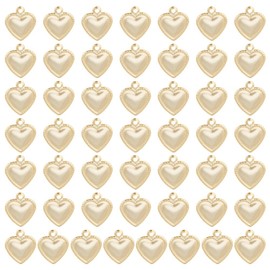 HOBBIESAY 50Pcs 18K Gold Plated Small Heart Charms 10mm Love Stainless Steel Pendants Tiny Heart Dangle Charms for DIY Bracelets Earring Necklace Jewelry Making,Hole:1mm