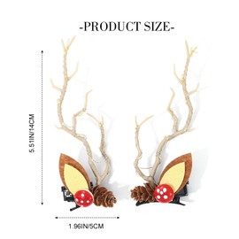 Bartosi LED Light Christmas Hair Clips Reindeer Antlers Xmas Hairpins