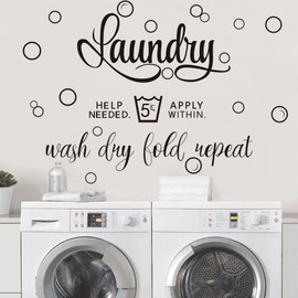 Runtoo Wall Tattoo Laundry Room Large Wall Sticker Washing Quotes Art Signs Wall Sticker Bathroom Laundry Wall Decoration