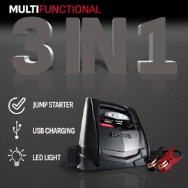 Schumacher Electric 600A Car Battery Jump Starter and Portable Power Station, 3-in-1 Solution, 12V DC Outlet, for 12V Power Sport, Automotive, and Marine Batteries, SJ1329