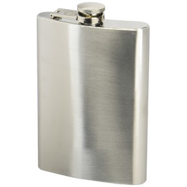 Maxam Stainless Steel Flask, Lightweight Drinking Hip Flask with a Screw-On, Leak Proof Lid, Polished Silver, 8 Ounce Capacity
