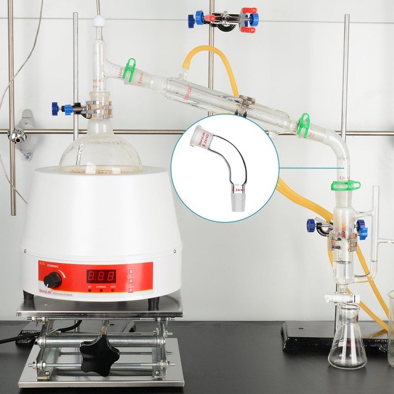 StonyLab Glass Distillation Adapter 105 Degree Bent with 14/20 Outer