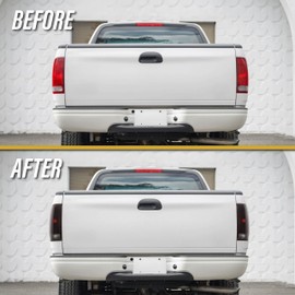 USR 97-03 F150 Tail Light – Replacement Tail Lamps Set (Left + Right) Compatible with 1997-2003 Ford F-150/1999-2007 F-250, F-350, F-450, F-550 Super Duty (DARK SMOKE RED LENS, Plug & Play Ready)