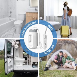 SPACEREST Portable Bidet for Home & Hotel use, Travel Bidet with Adjustable High Pressure & Flush Angle, IPX7 Waterproof, 1600mAh Electric Bidet for Women & Men with 2.5L Reservoir