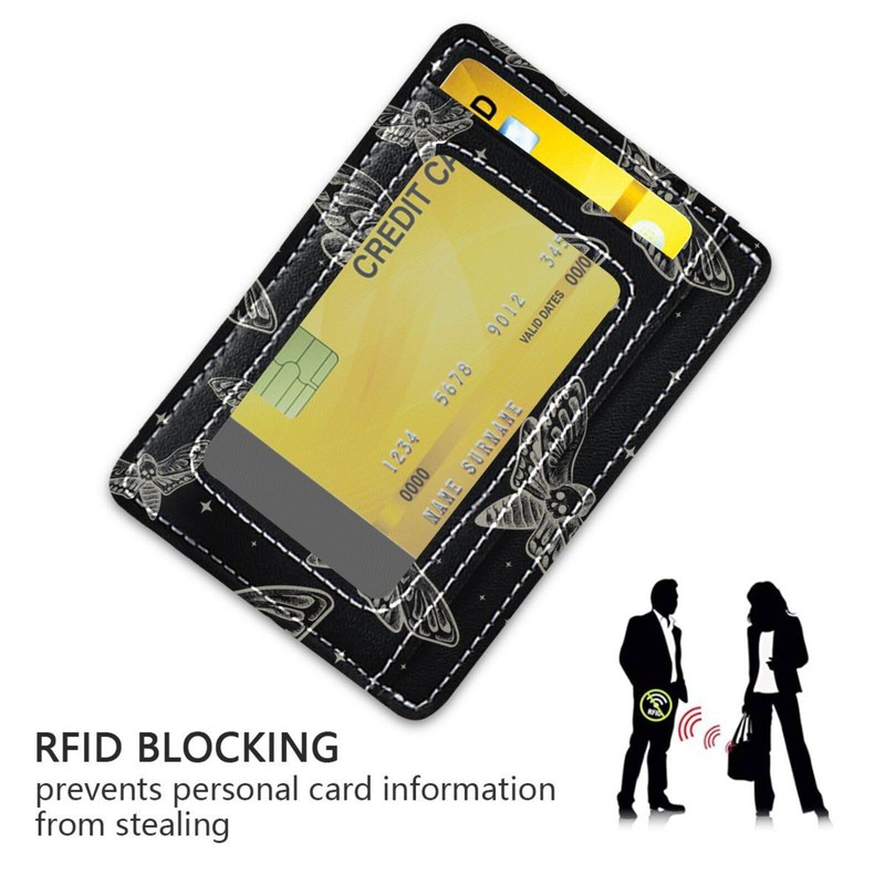 Sletend Slim Minimalist Wallet Gothic Skull Butterfly Moth RFID Blocking