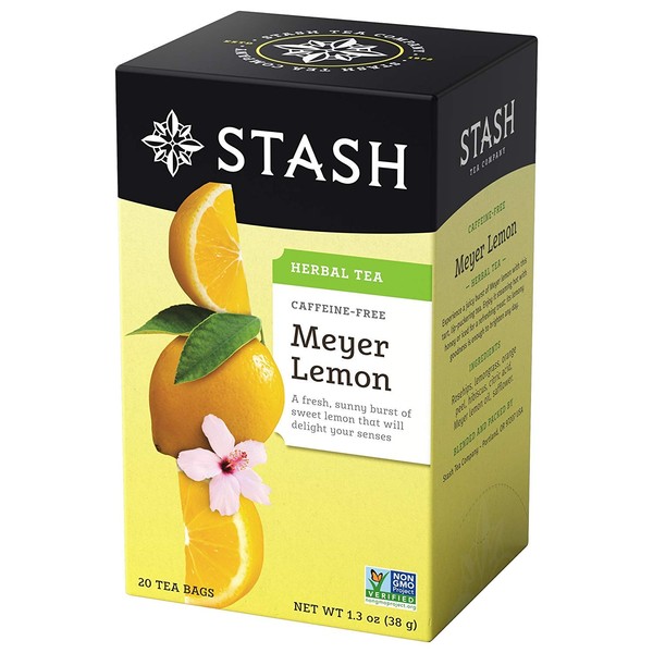 Stash Tea Meyer Lemon Herbal Tea, 6 Boxes With 20 Tea Bags Each (120 Tea Bags Total)