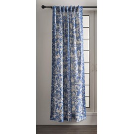 Maison d' Hermine Curtain 100% Cotton One Panel 50"x96" Light-Filtering Sheer, Easy Hanging with a Rod Pocket & Loop for Living Rooms Bedrooms Offices, Joli Jouy - Blue - Spring/Summer