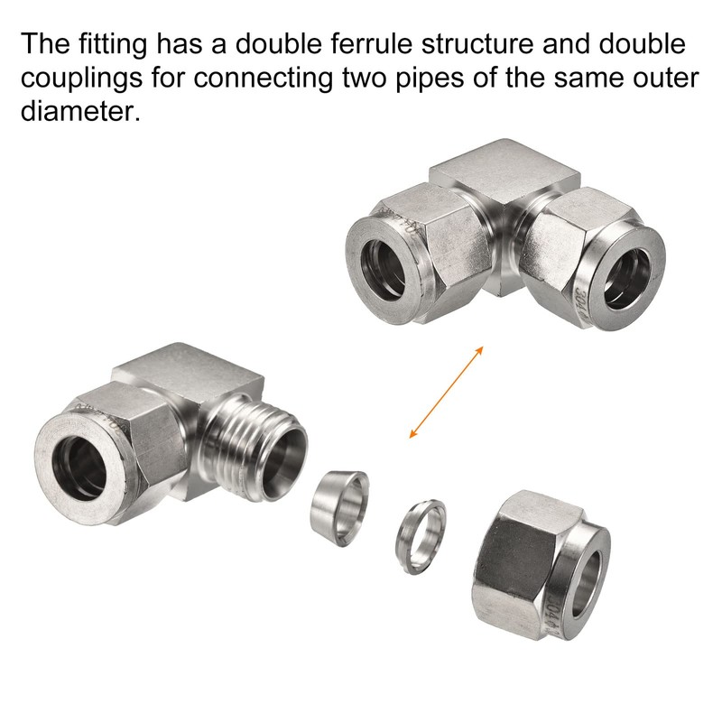 sourcing map Compression Tube Fitting 3/8" to 3/8" OD Tube