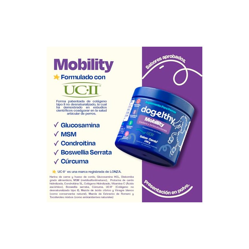 Dogelthy Mobility Suplemento Condroprotector en Polvo para Perro