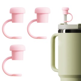 Strohhalm-Abdeckungen, wiederverwendbare Silikon-Strohhalmkappe, auslaufsicher, staubabweisend, 6–10 mm im Durchmesser, einfacher Strohhalm-Schutz für Schnabeltassen, 4 Stück (Rosa)
