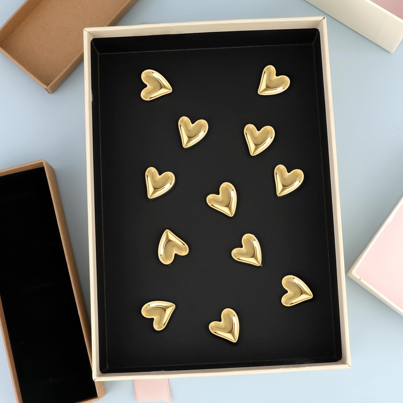 20 Pcs Refrigerator Magnets Gold Heart Shaped Decorative Fridge Magnets