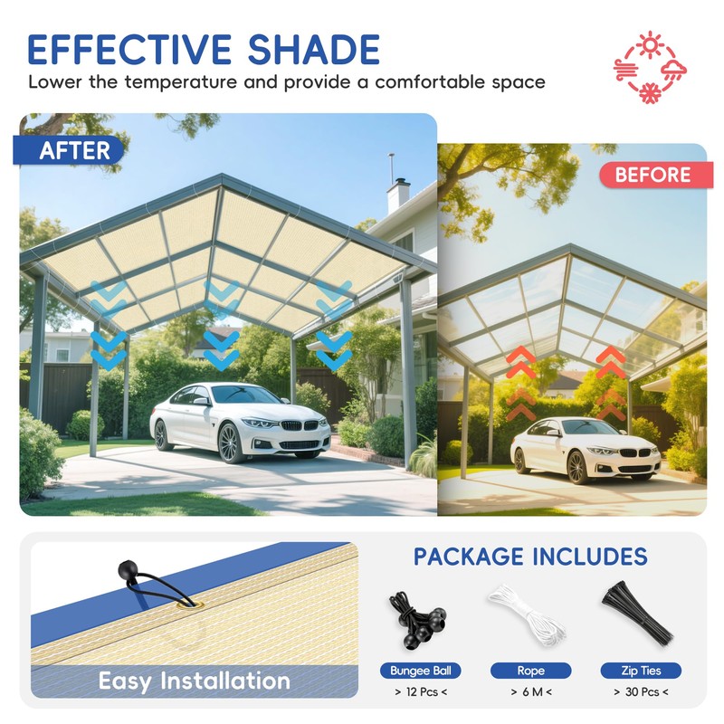 Bynbbur 10' x 20' Sun Shade Cloth with Grommets 90%