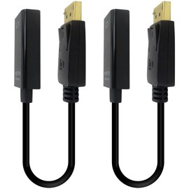 Premium DisplayPort to HDMI Adapter 4K, 2-Pack, Display Port DP to HDMI Adapter Cable Male to Female Compatible for Computer, Monitor, TV, Projector (2, Passive, Black)