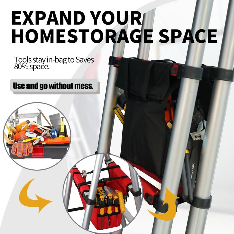 KVI Folding Ladder Tool Tray Bag, Fit A Frame Telescoping