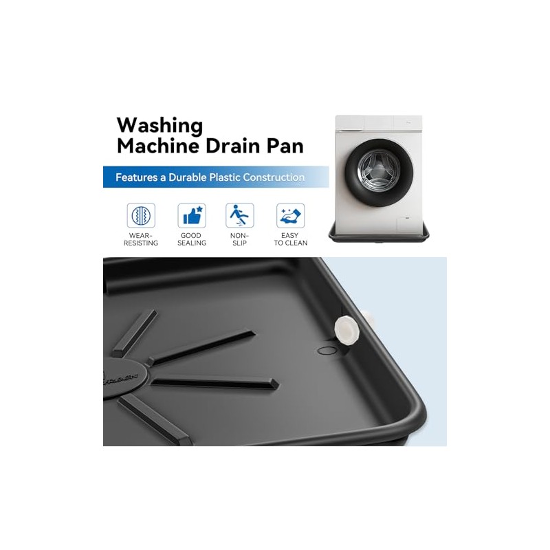 30x32inch Washing Machine Drain Pan, with Raised Edge, Features a