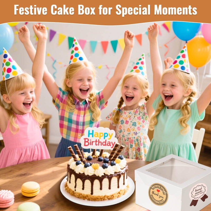 Tetutor 12 Pcs Cake Boxes 12 inch,12x12x8 Inches Cake Box